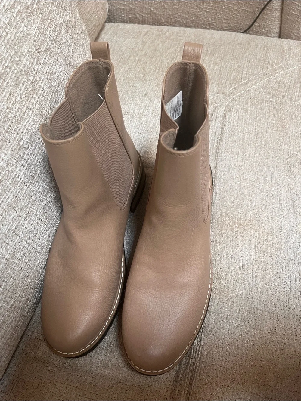 Women's Tan Chelsea Booties - Sleek Slip-On Ankle Boots Sz 9.5